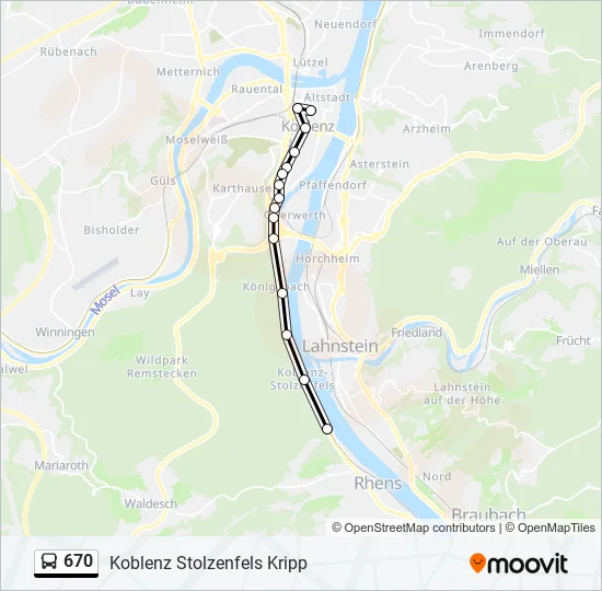670 Bus Line Map