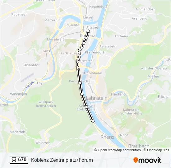 670 Bus Line Map