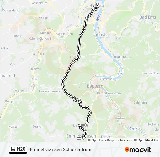 N20 Bus Line Map