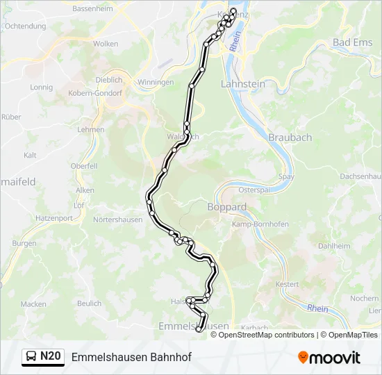 N20 Bus Line Map