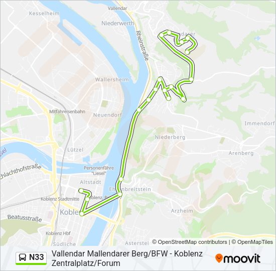 Автобус N33: карта маршрута
