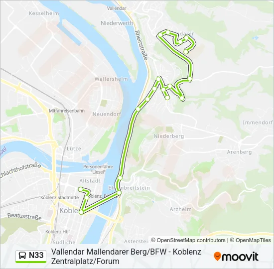 N33 Bus Line Map