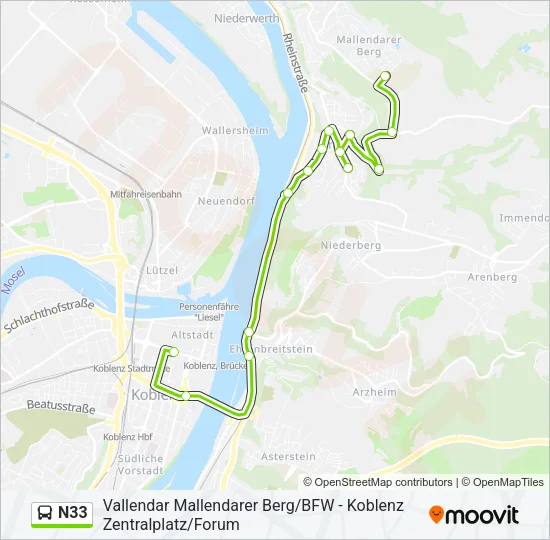 N33 Bus Line Map