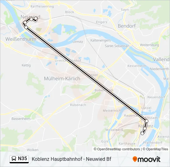 N35 Bus Line Map