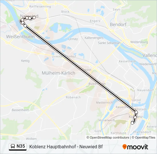 N35 Bus Line Map