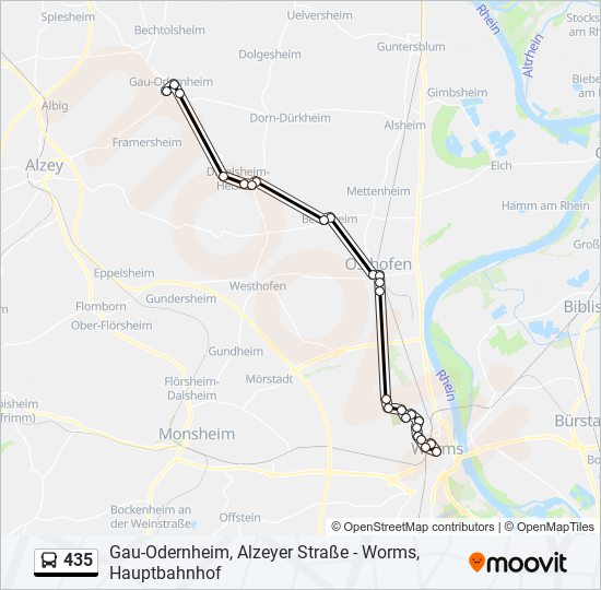 435 Route Schedules, Stops & Maps GauOdernheim, Alzeyer Straße
