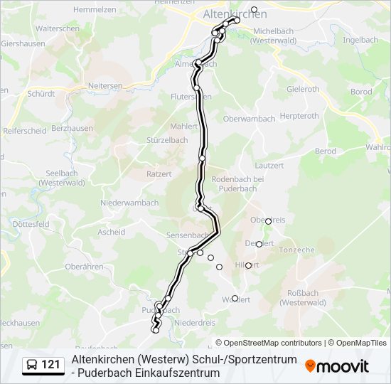 Автобус 121: карта маршрута