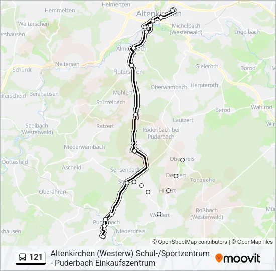121 Bus Line Map