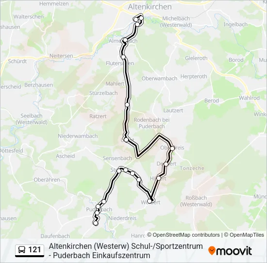 121 Bus Line Map