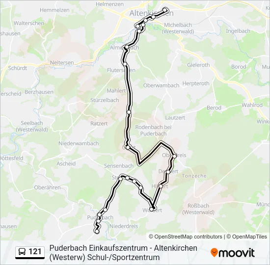 121 Bus Line Map
