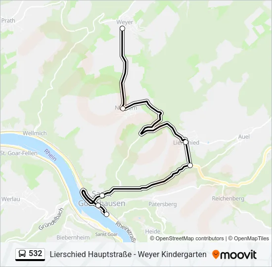 532 Bus Line Map