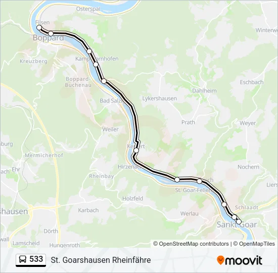533 Bus Line Map