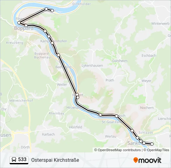 533 Bus Line Map