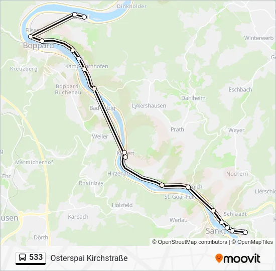 533 Bus Line Map