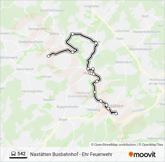 542 Bus Line Map