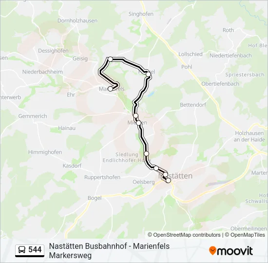 544 Bus Line Map