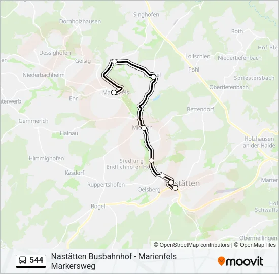 544 Bus Line Map