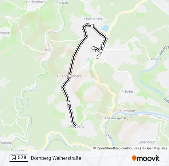 578 Bus Line Map