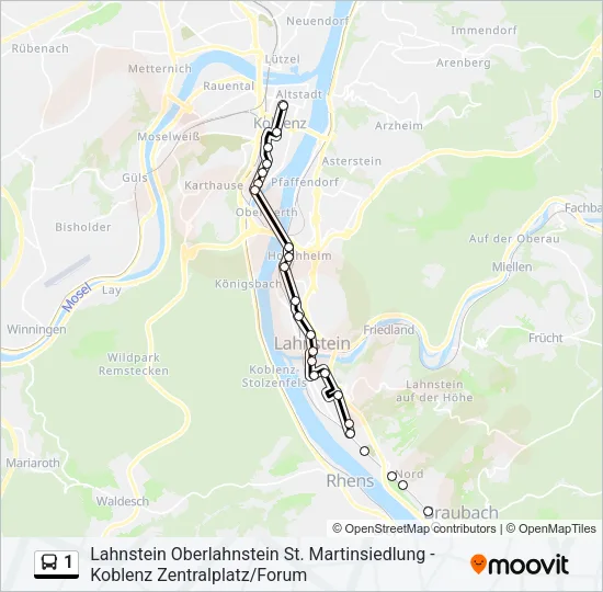 1 Bus Line Map