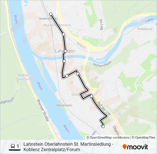 1 Bus Line Map