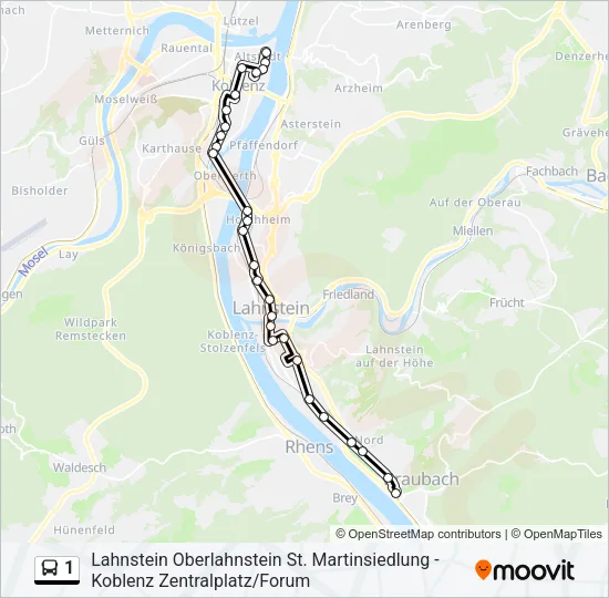 1 Bus Line Map