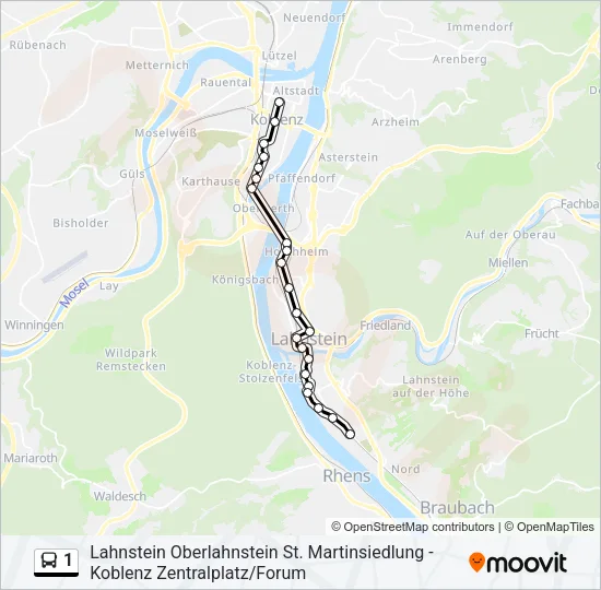 1 Bus Line Map