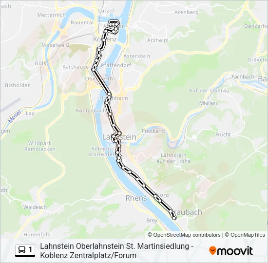 1 Bus Line Map