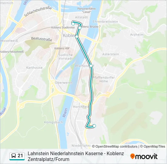21 Bus Line Map