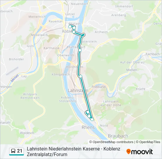 21 Bus Line Map
