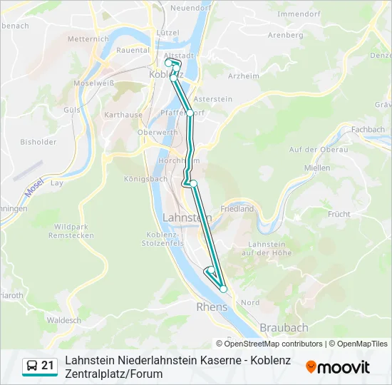 21 Bus Line Map