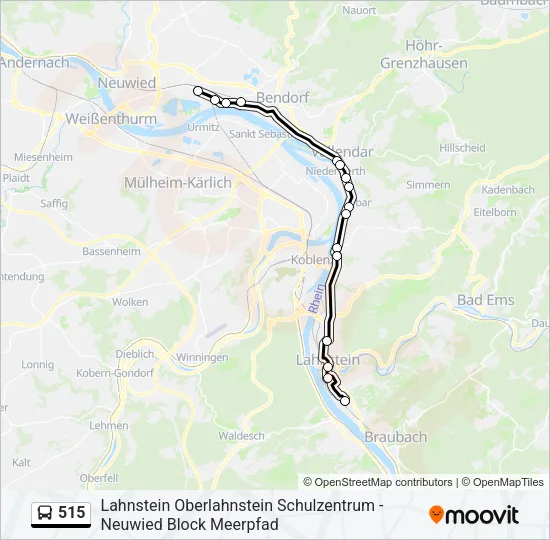 515 Bus Line Map