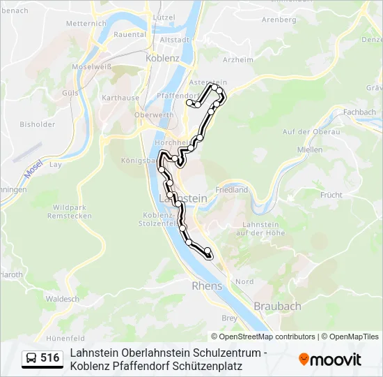 516 Bus Line Map