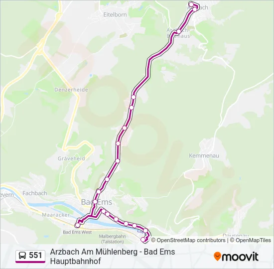 551 Bus Line Map