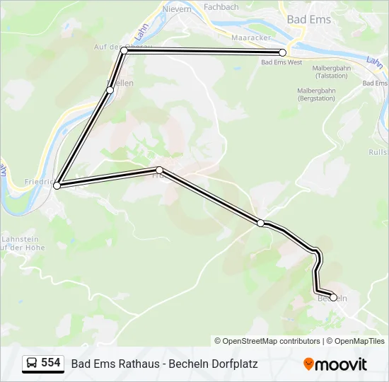554 Bus Line Map