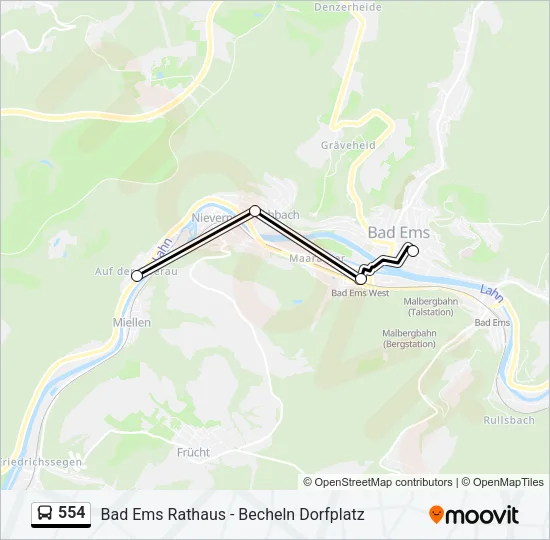 554 Bus Line Map