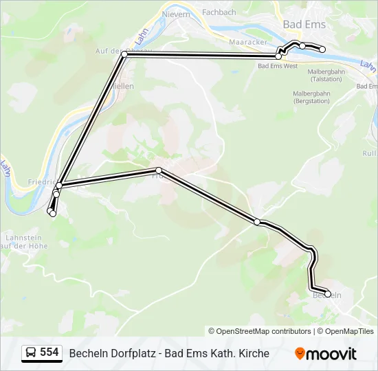 554 Bus Line Map