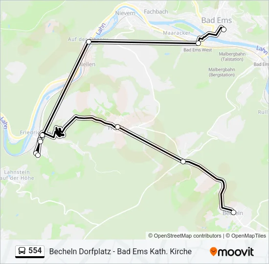 554 Bus Line Map