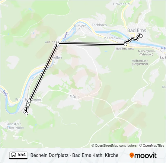 554 Bus Line Map