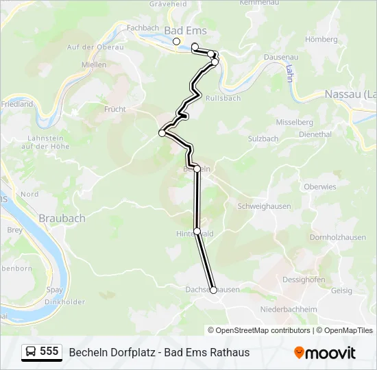 555 Bus Line Map