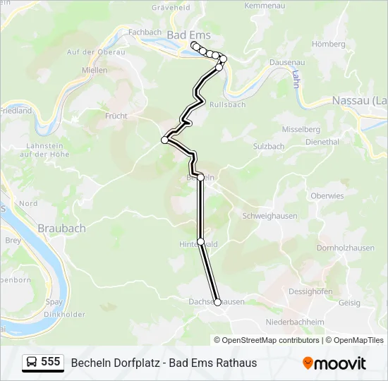 555 Bus Line Map
