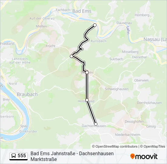555 Bus Line Map