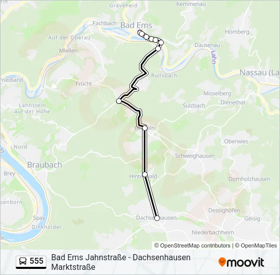 555 Bus Line Map