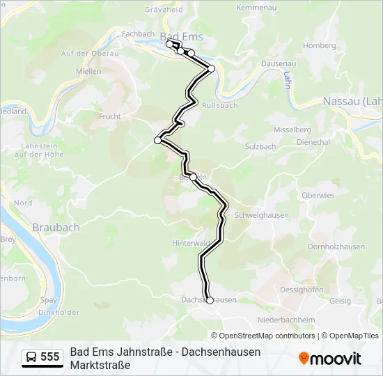 555 Bus Line Map
