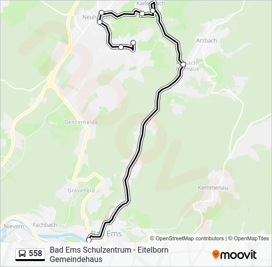 Автобус 558: карта маршрута
