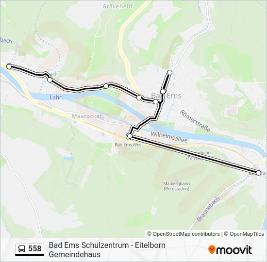 Автобус 558: карта маршрута