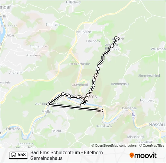 Автобус 558: карта маршрута