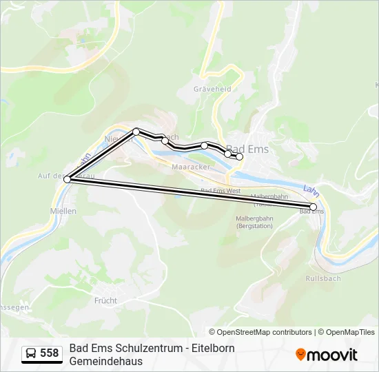 Автобус 558: карта маршрута