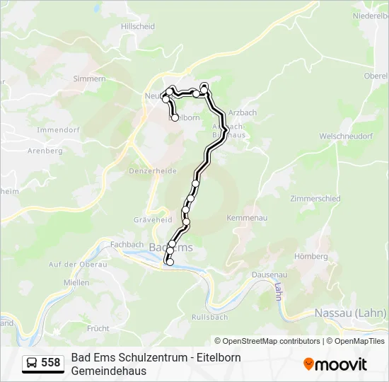 Автобус 558: карта маршрута