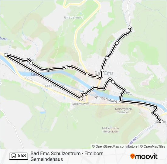 Автобус 558: карта маршрута