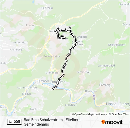 Автобус 558: карта маршрута